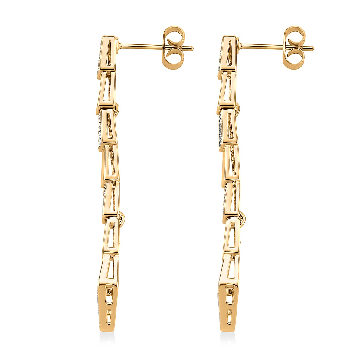 White Cubic Zirconia Earring with Push Back in Yellow Gold Plated 8211525 3