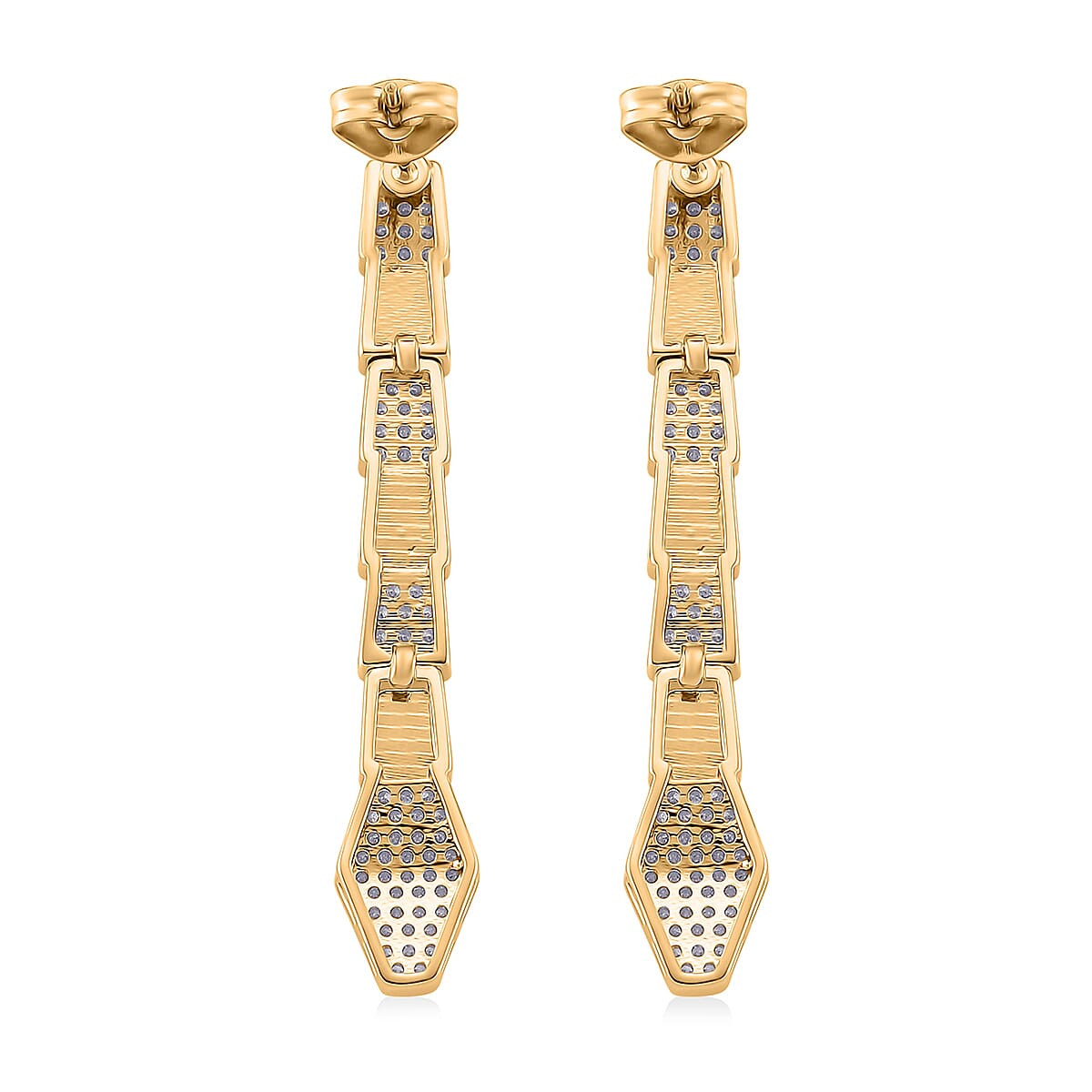 White Cubic Zirconia Earring with Push Back in Yellow Gold Plated 8211525 4
