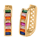Multi Color Cubic Zirconia Earring in Yellow Tone