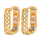 Multi Color Cubic Zirconia Earring in Yellow Tone