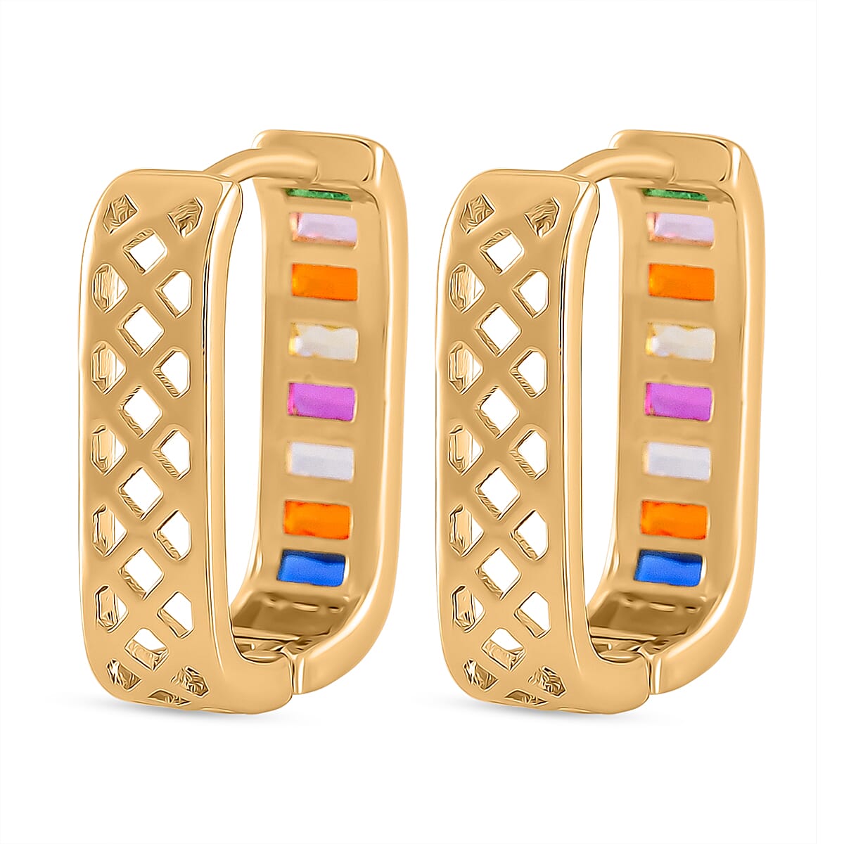 Multi Color Cubic Zirconia Earring in Yellow Tone 7879663 4