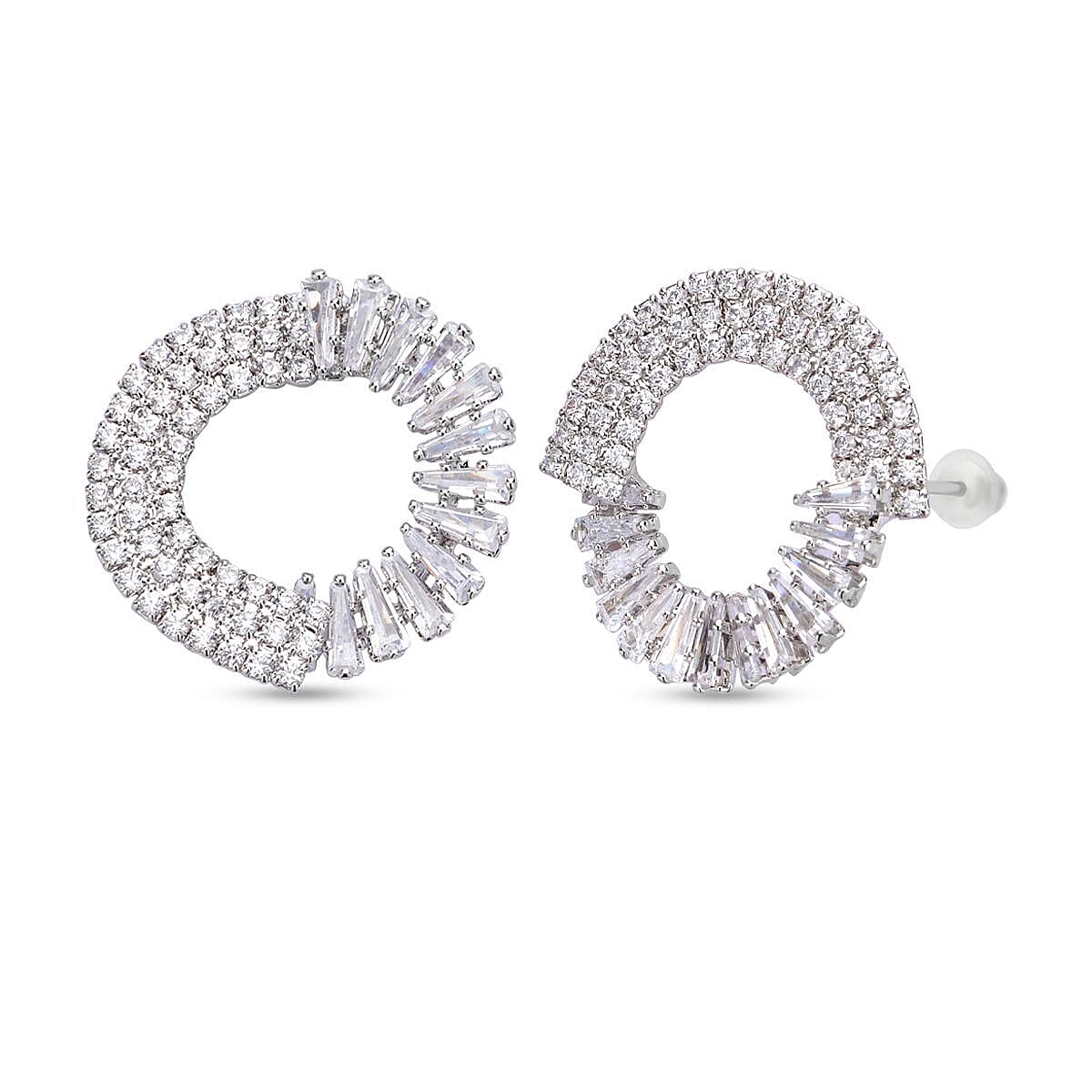 Simulated Diamond Earrings (With Push Back) in Silver Tone 7273158 0