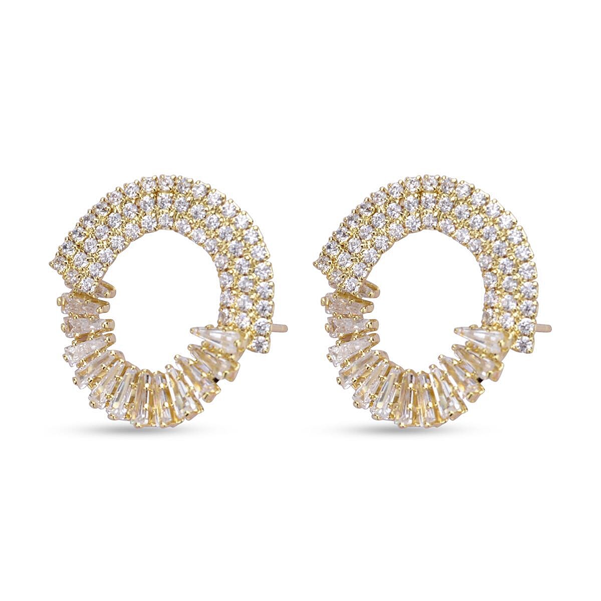 Simulated Diamond Earrings (With Push Back) in Gold Tone 7273166 3
