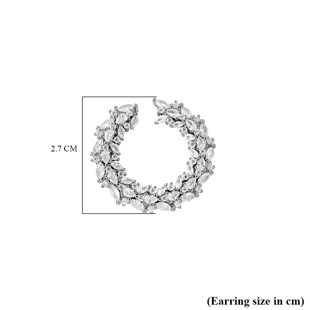Lustro Stella - Cubic Zirconia Hoop Earrings in Rhodium Overlay Sterling Silver, Silver Wt 6.80 Gms. V32638978 4
