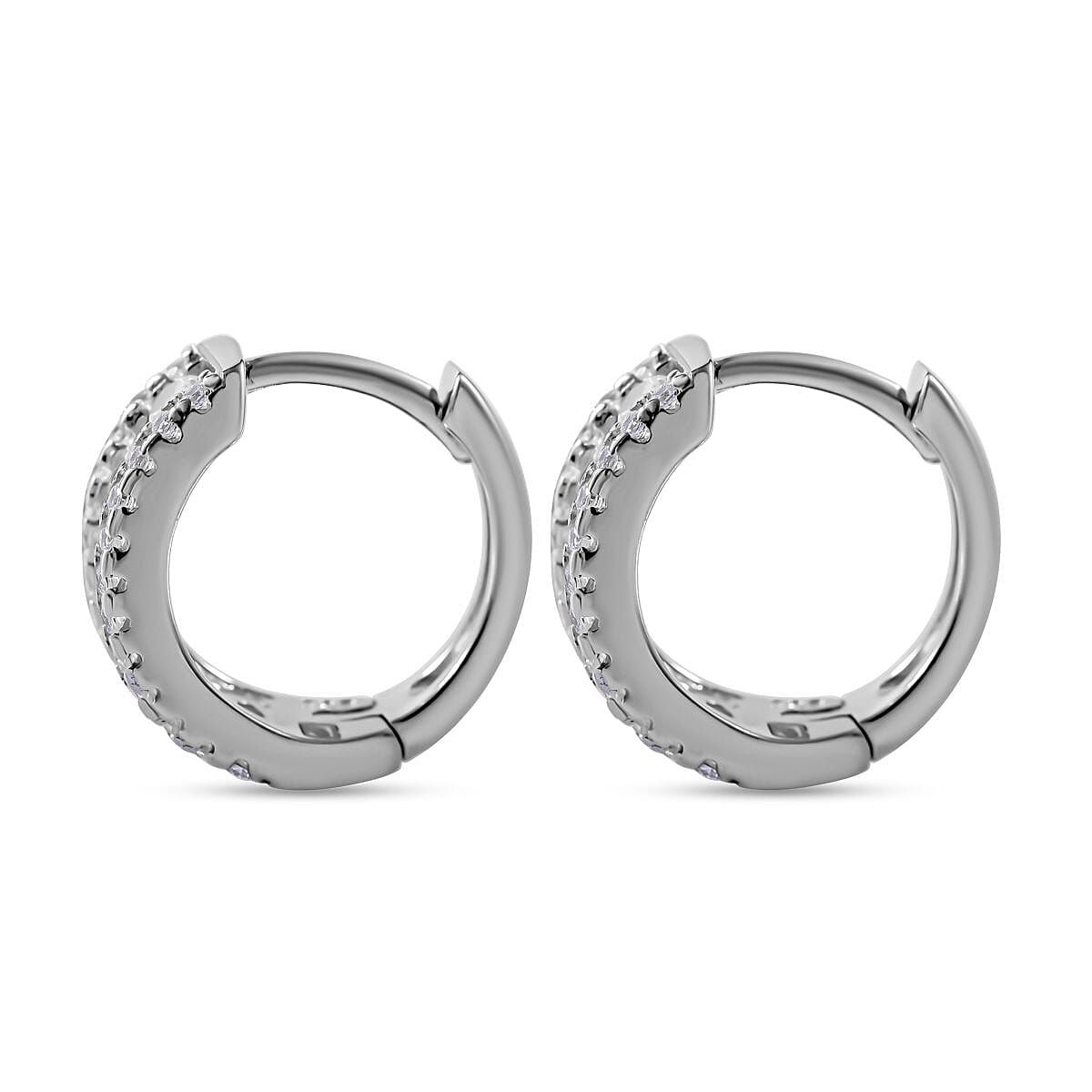 Cubic Zirconia Half-Eternity Hoop Earrings in Rhodium Overlay Sterling Silver 7682008 4