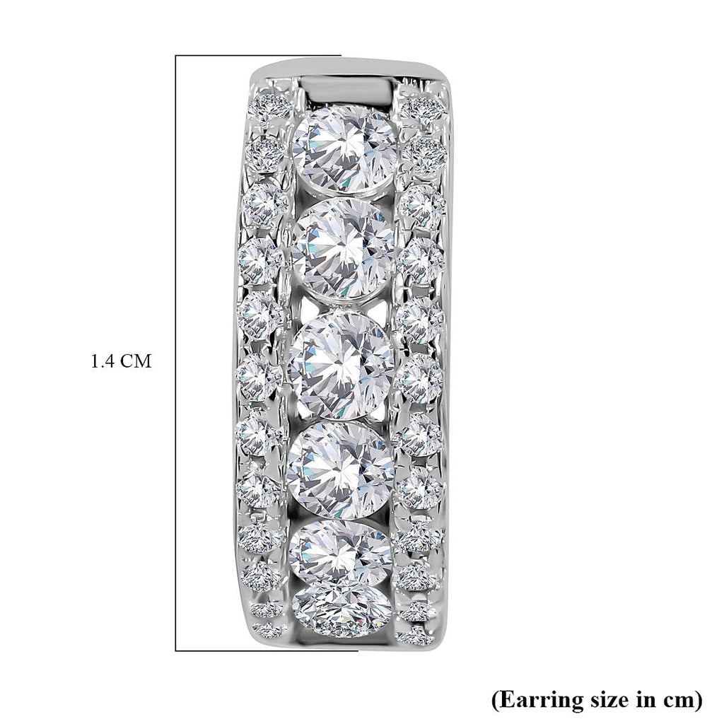 Cubic Zirconia Half-Eternity Hoop Earrings in Rhodium Overlay Sterling Silver