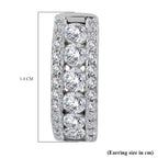 Cubic Zirconia Half-Eternity Hoop Earrings in Rhodium Overlay Sterling Silver