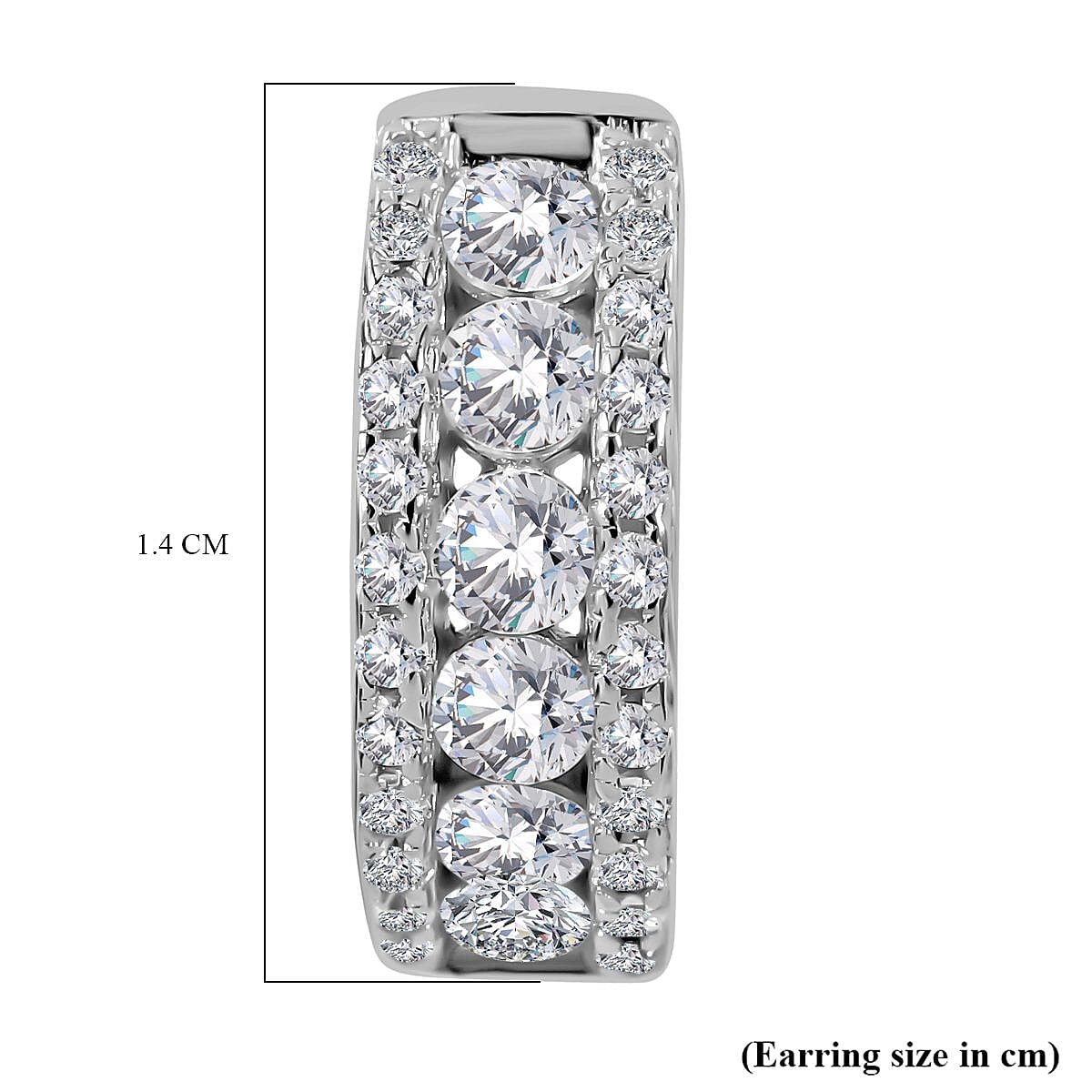 Cubic Zirconia Half-Eternity Hoop Earrings in Rhodium Overlay Sterling Silver 7682008 5