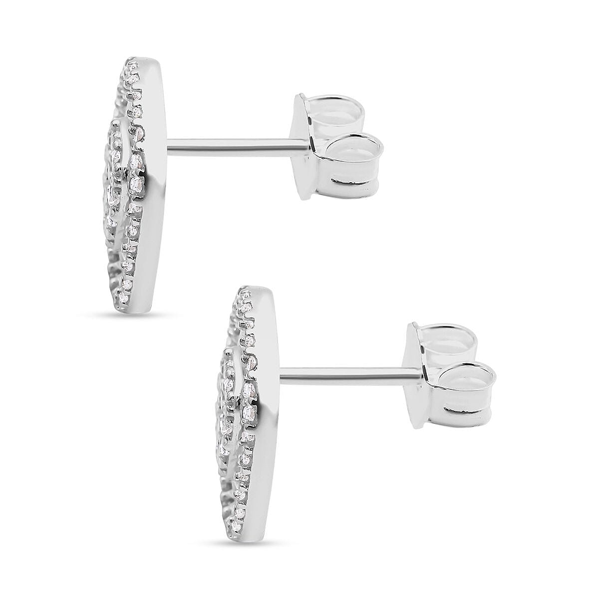 Cubic Zirconia Cluster Earrings With Push Back in Rhodium Overlay Sterling Silver 7682233 5