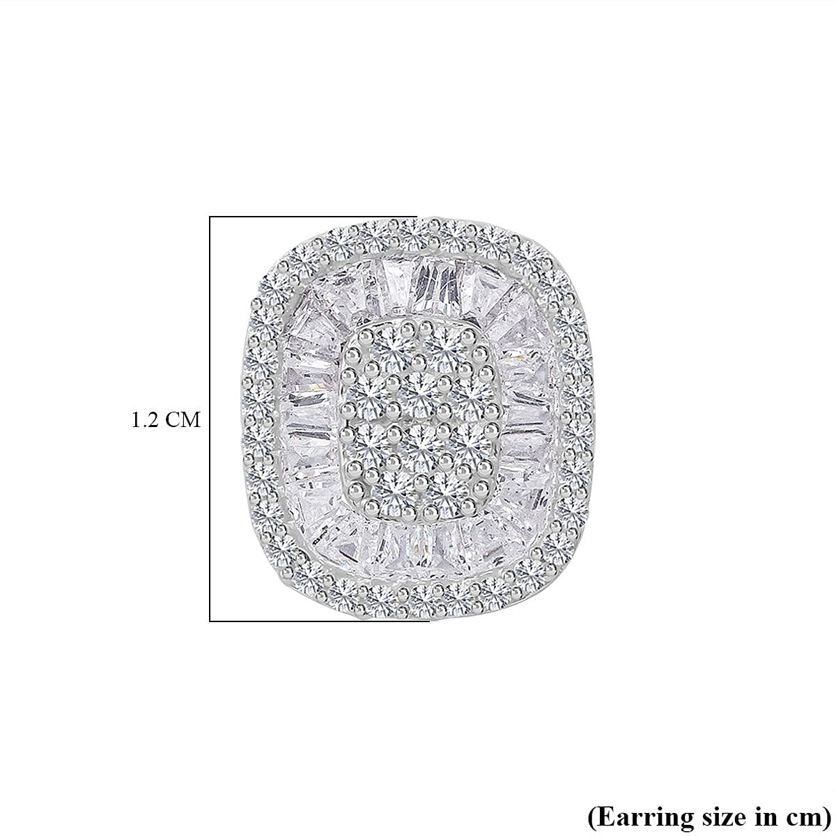 Cubic Zirconia Cluster Earrings With Push Back in Rhodium Overlay Sterling Silver 7682233 6