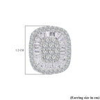 Cubic Zirconia Cluster Earrings With Push Back in Rhodium Overlay Sterling Silver