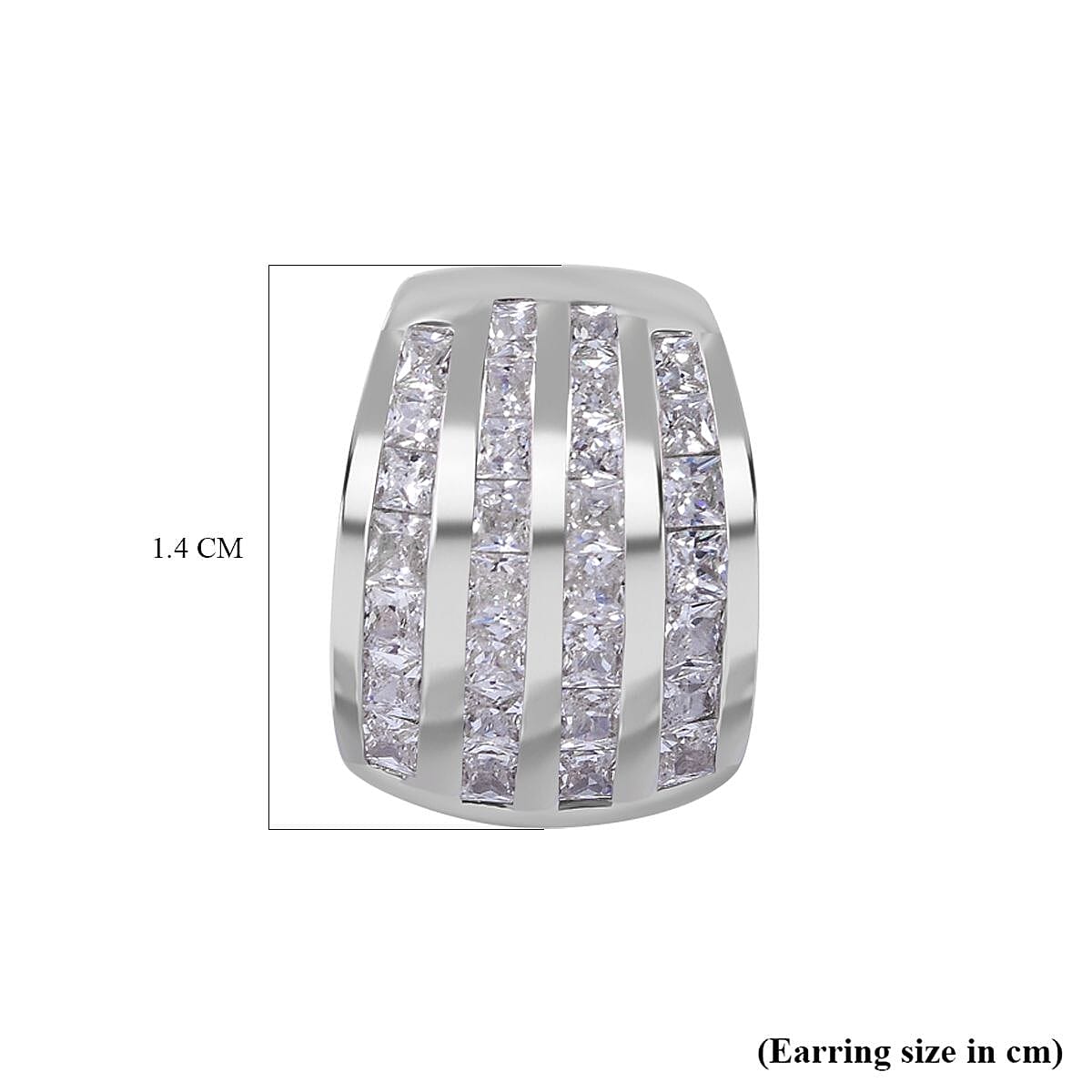 White Cubic Zirconia Earrings in Rhodium Overlay Sterling Silver, Silver Wt. 5.73 Gms, 3.120  Ct. 7697987 5