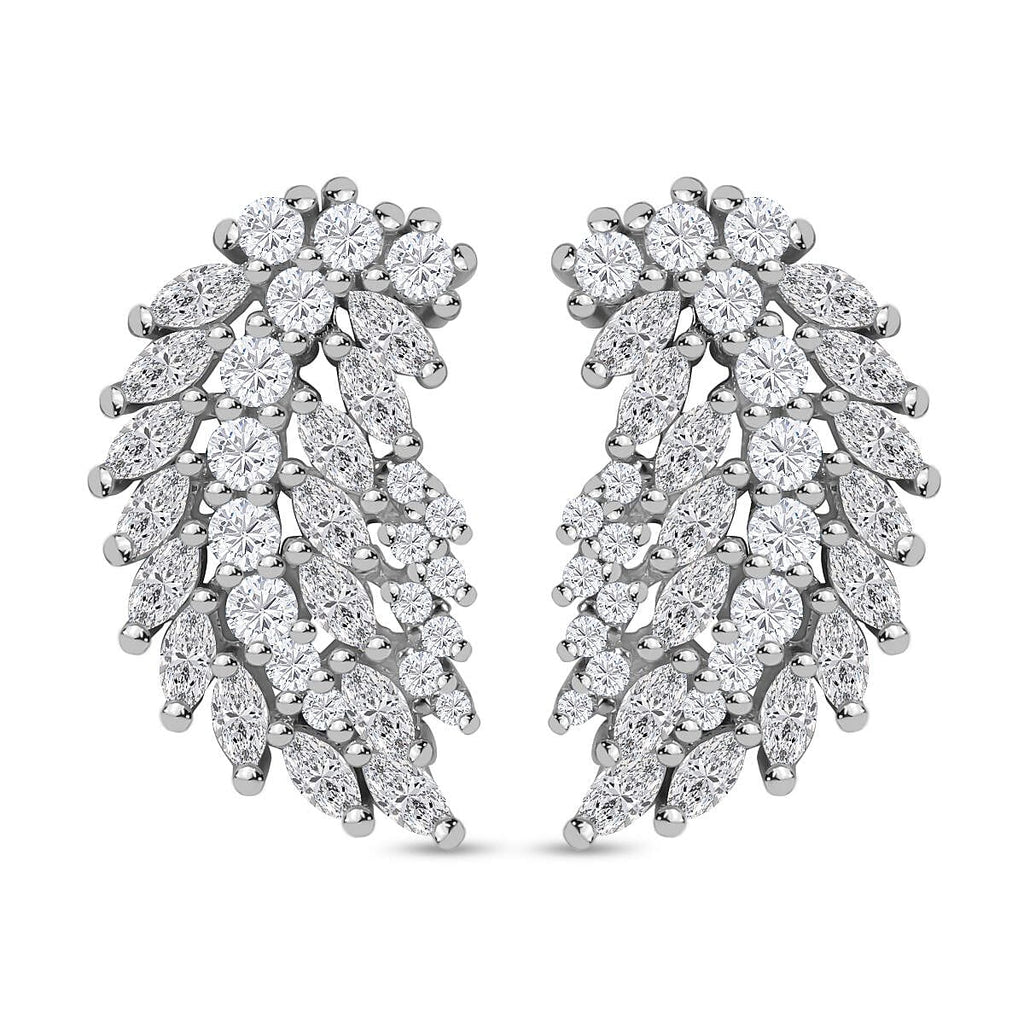 Cubic Zirconia Angel Wing Earrings in Rhodium Overlay Sterling Silver