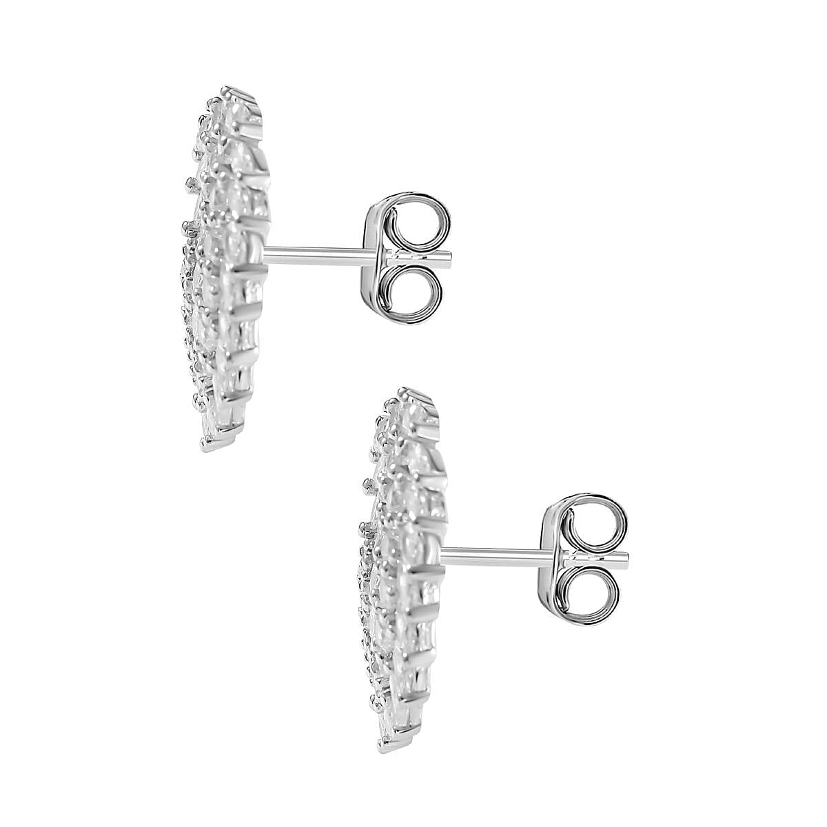 Cubic Zirconia Angel Wing Stud Earrings in Rhodium Overlay Sterling Silver 7681946 3