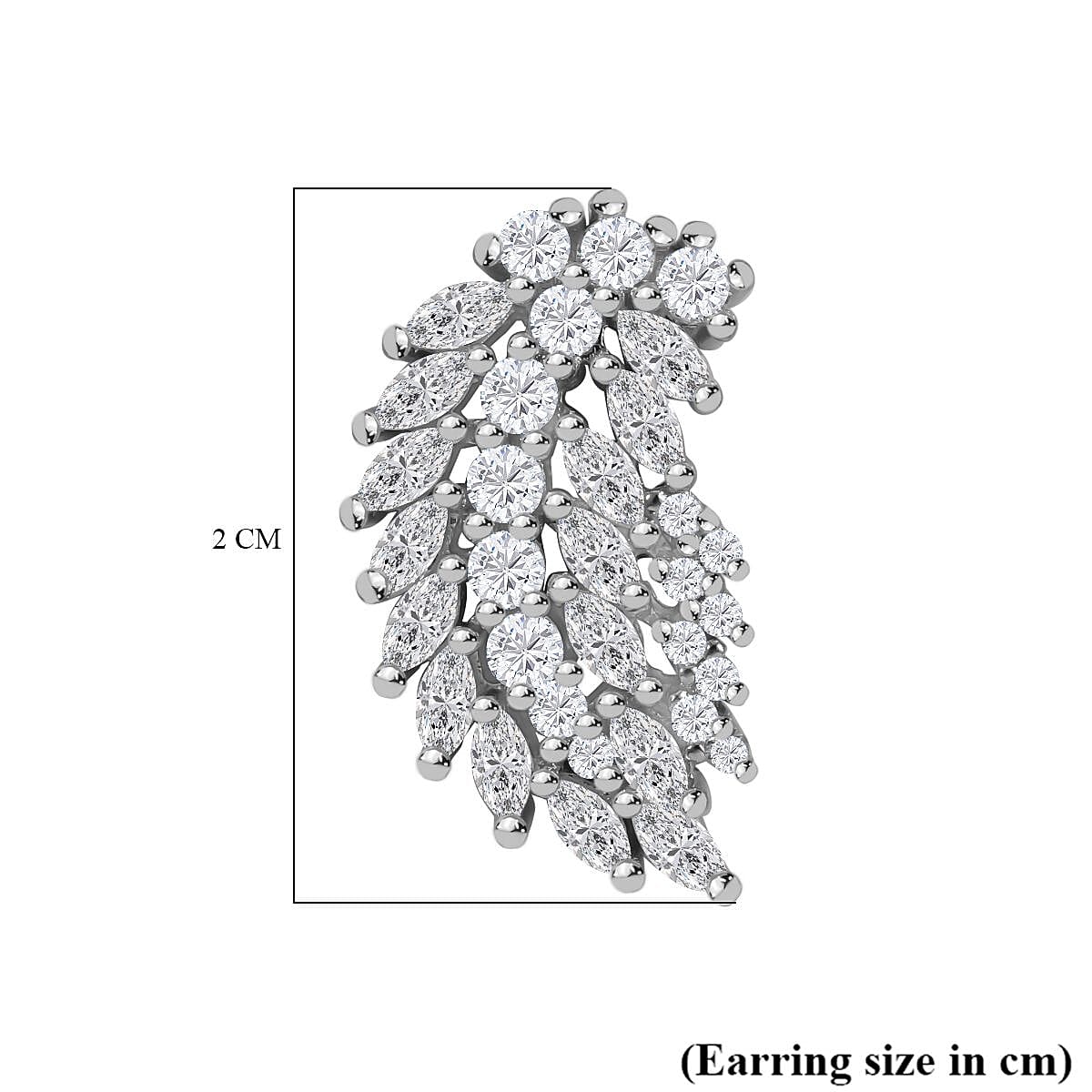 Cubic Zirconia Angel Wing Stud Earrings in Rhodium Overlay Sterling Silver 7681946 4