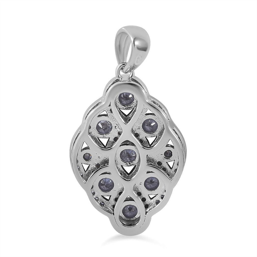 NY Closeout - Zirconia Cluster Pendant in Rhodium Overlay Sterling Silver