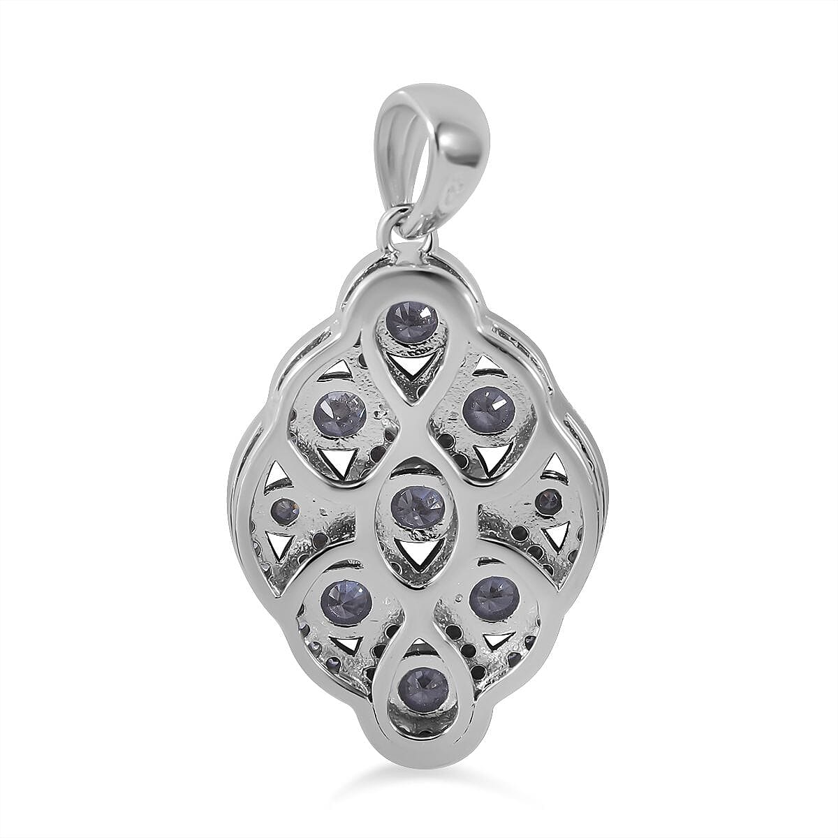 NY Closeout - Zirconia Cluster Pendant in Rhodium Overlay Sterling Silver 7682166 5