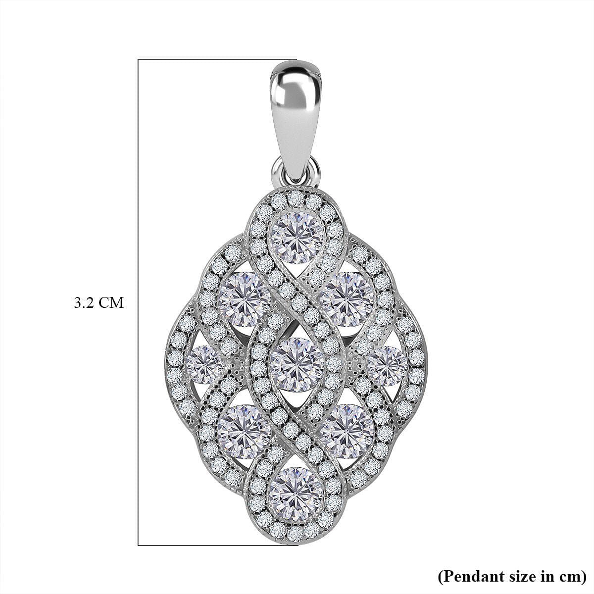 NY Closeout - Zirconia Cluster Pendant in Rhodium Overlay Sterling Silver 7682166 6