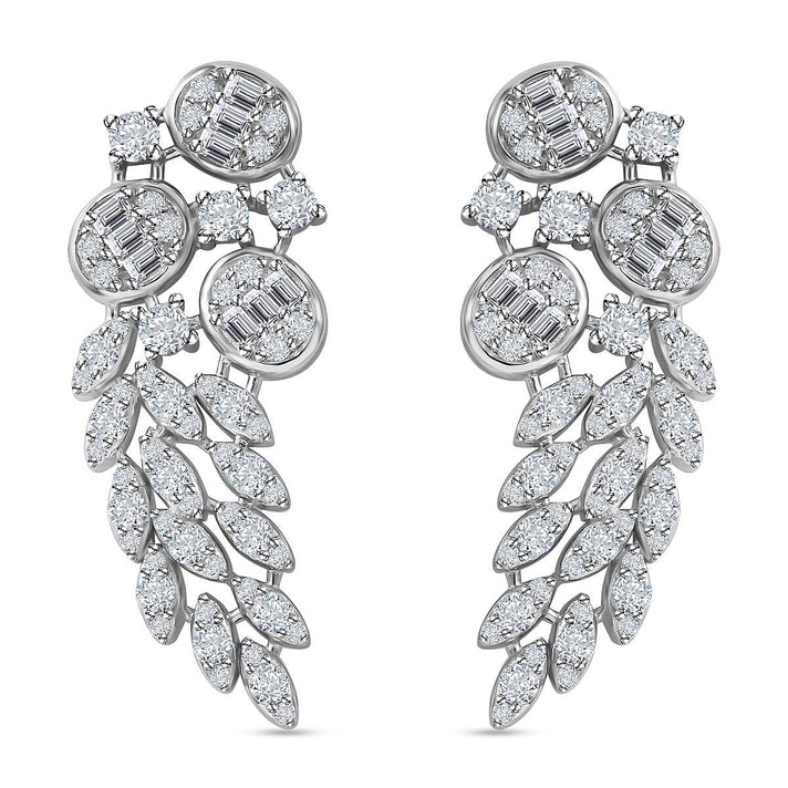 White Cubic Zirconia Earrings in Rhodium Overlay Sterling Silver 4.42 ct, Silver Wt. 7.56 Gms 4.420 Ct. 7727065 1