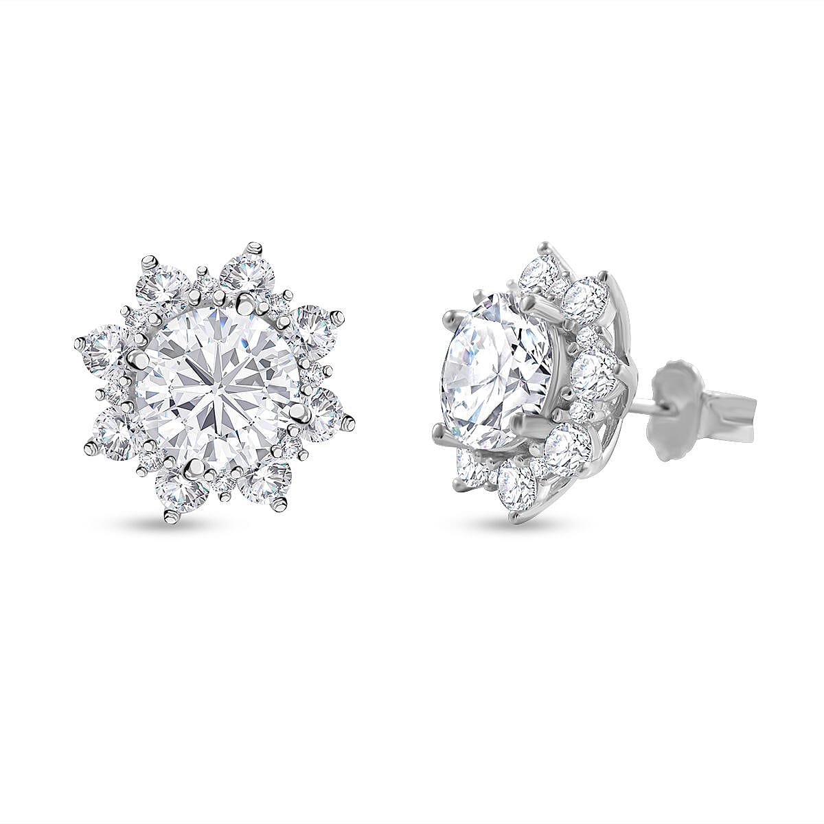 Lustro Stella - Cubic Zirconia Earrings in Rhodium Overlay Sterling Silver 7681587 0