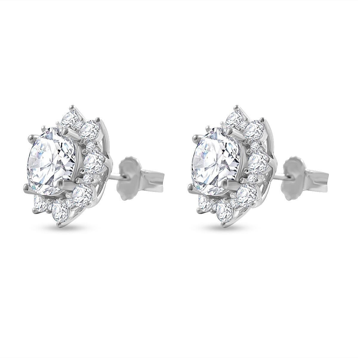 Lustro Stella - Cubic Zirconia Earrings in Rhodium Overlay Sterling Silver 7681587 3