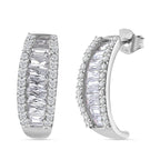 White Cubic Zirconia Earring in Rhodium Overlay Sterling Silver 1.52 Ct.