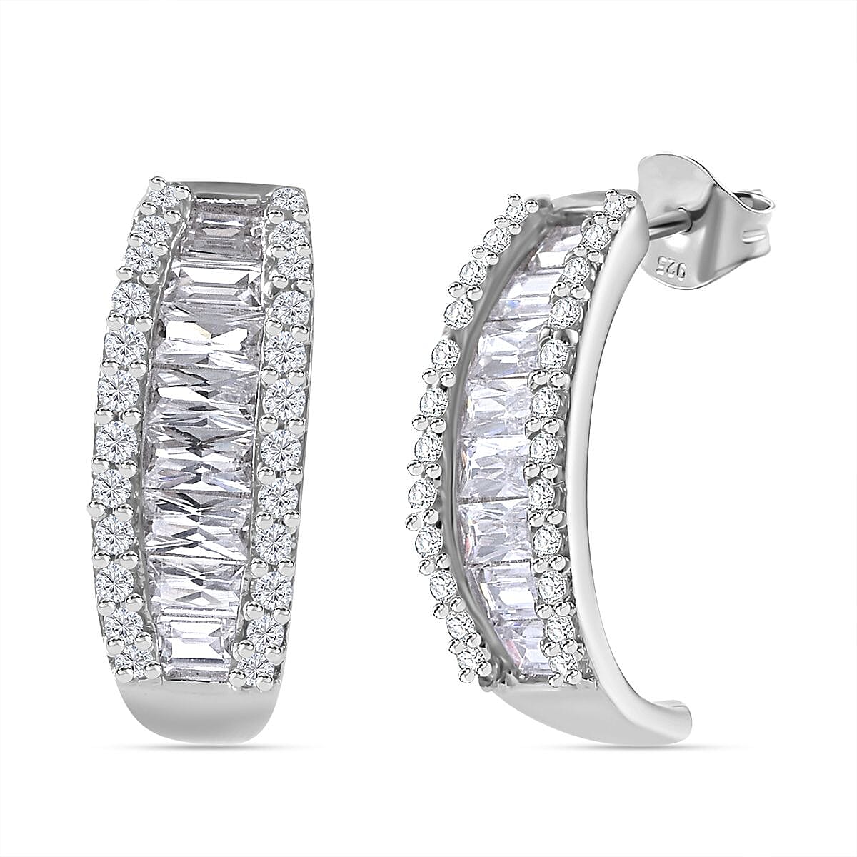 White Cubic Zirconia Earrings in Rhodium Overlay Sterling Silver 1.52 ct. 7813521 0