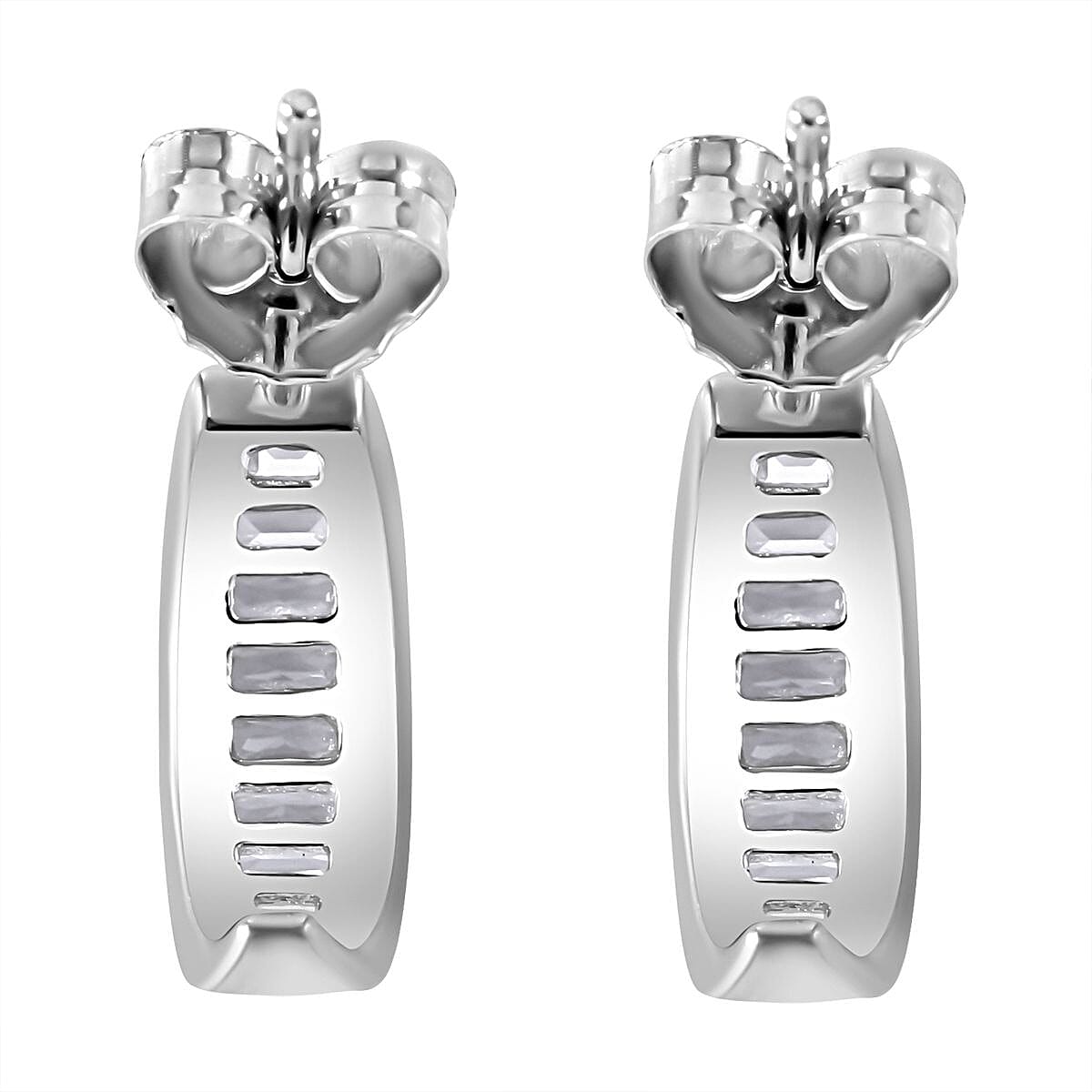White Cubic Zirconia Earrings in Rhodium Overlay Sterling Silver 1.52 ct. 7813521 4