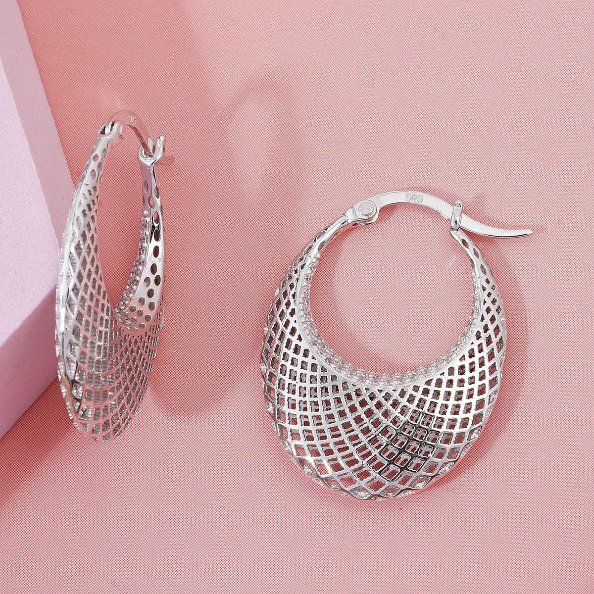 White Cubic Zirconia Earring with Clasp in Rhodium Overlay Sterling Silver, Silver Wt. 6.11 Gms. 8239557 1