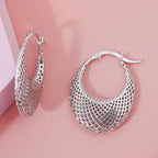White Cubic Zirconia Earring with Clasp in Rhodium Overlay Sterling Silver, Silver Wt. 6.11 Gms.