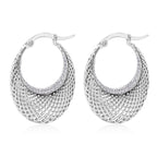 White Cubic Zirconia Earring with Clasp in Rhodium Overlay Sterling Silver, Silver Wt. 6.11 Gms.