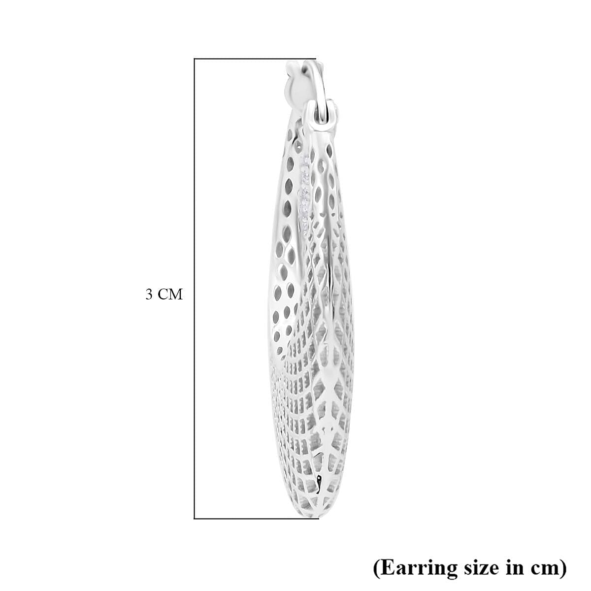 White Cubic Zirconia Earring with Clasp in Rhodium Overlay Sterling Silver, Silver Wt. 6.11 Gms. 8239557 5