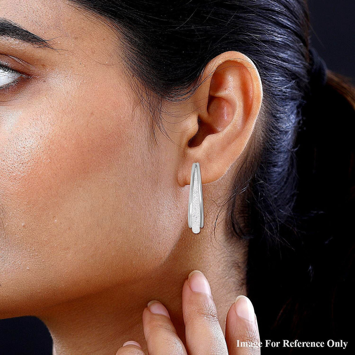 White Cubic Zirconia Crossover Hoop Earring with Clasp 8252583 3
