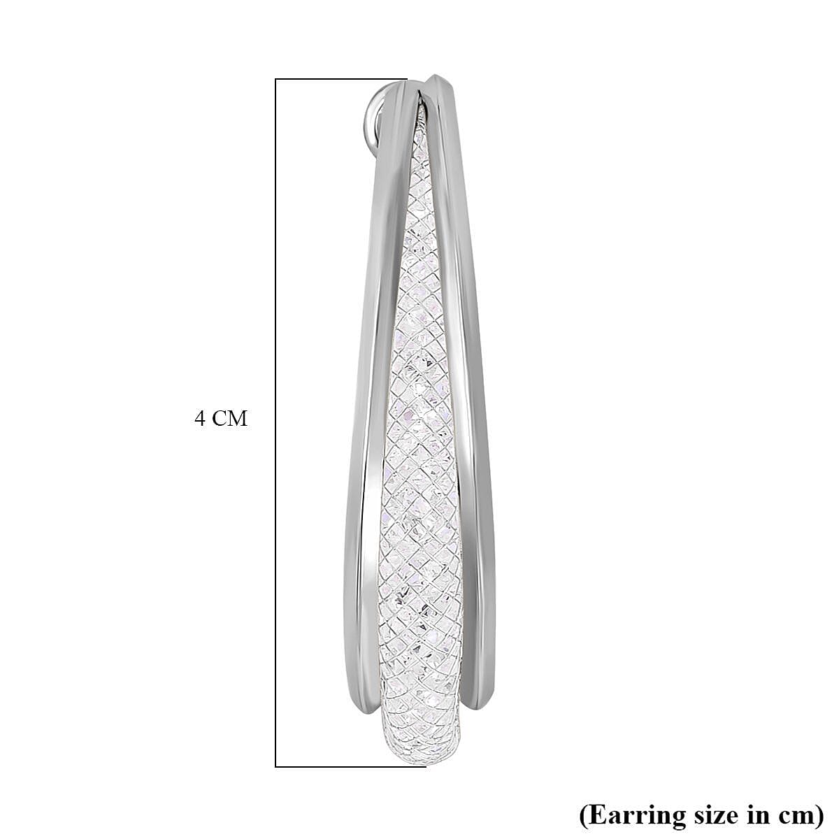 White Cubic Zirconia Crossover Hoop Earring with Clasp 8252583 5