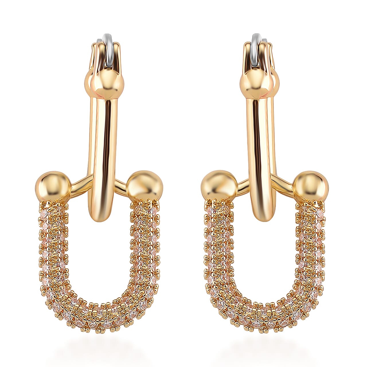 Designer Inspired - White Cubic Zirconia Industrial Earrings with Clasp 8160776 0