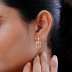 Designer Inspired - White Cubic Zirconia Industrial Earrings with Clasp