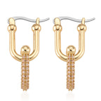 Designer Inspired - White Cubic Zirconia Industrial Earrings with Clasp