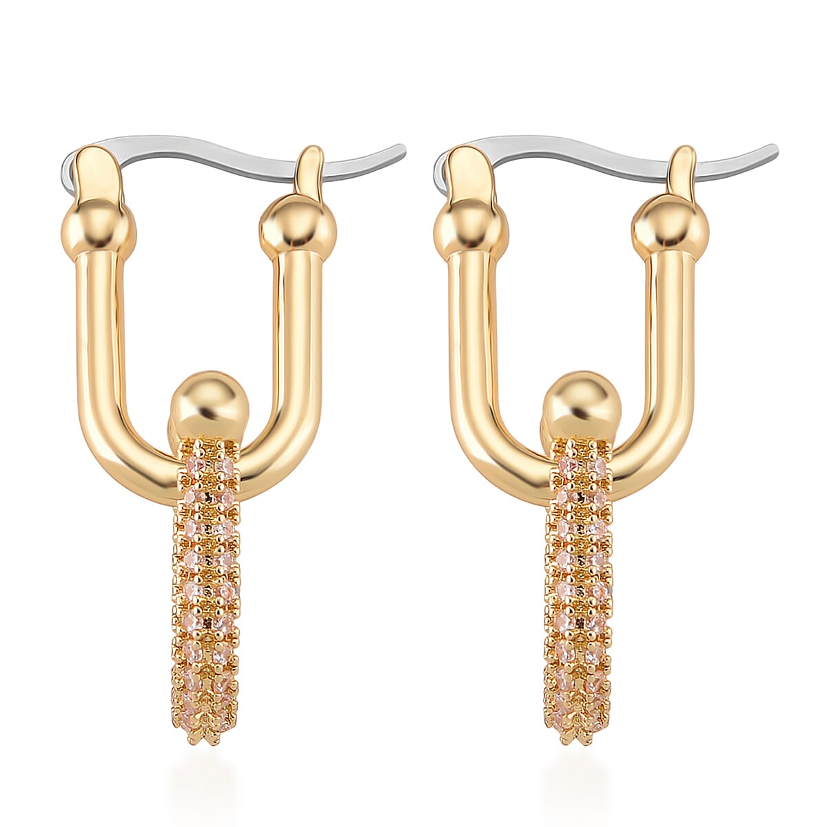 Designer Inspired - White Cubic Zirconia Industrial Earrings with Clasp 8160776 4