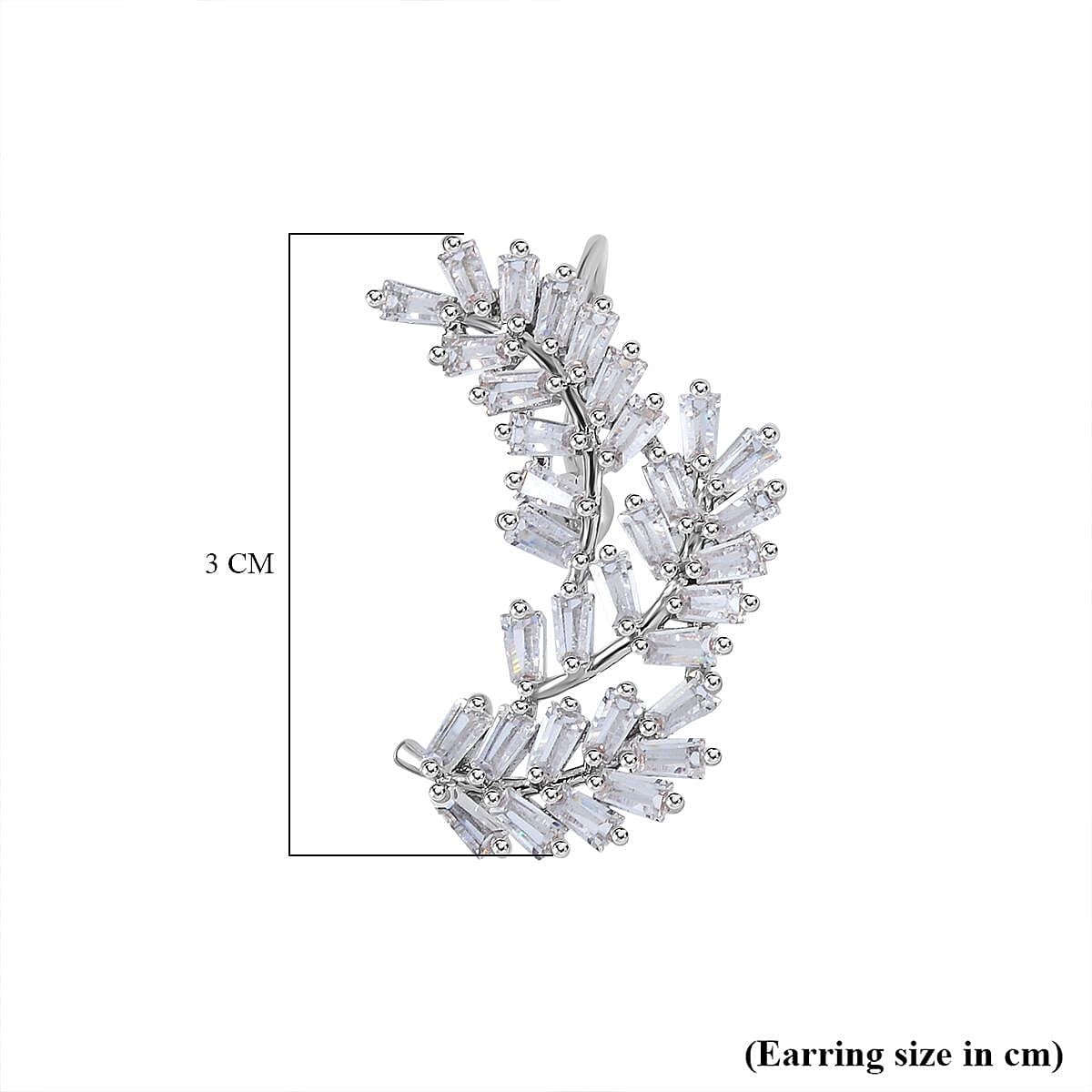 NY Close Out- Cubic Zirconia Leaf Dangle Earrings in Silver Tone 7326481 6