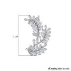 NY Close Out- Cubic Zirconia Leaf Dangle Earrings in Silver Tone