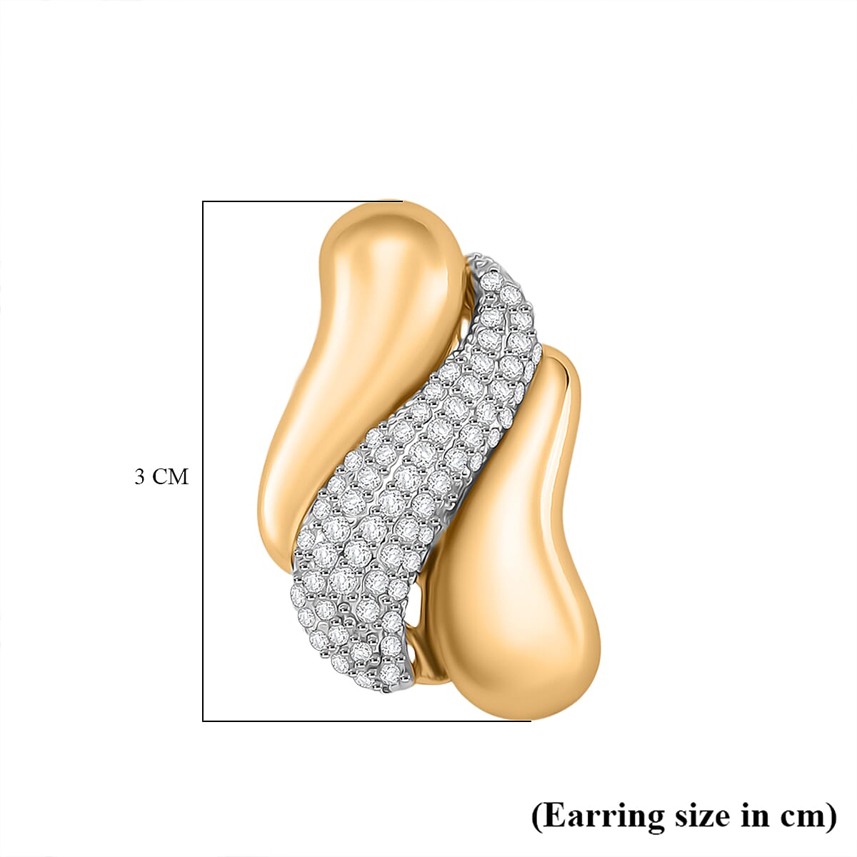 White Cubic Zirconia Two Tone Stud Push Back Earrings 8212603 5