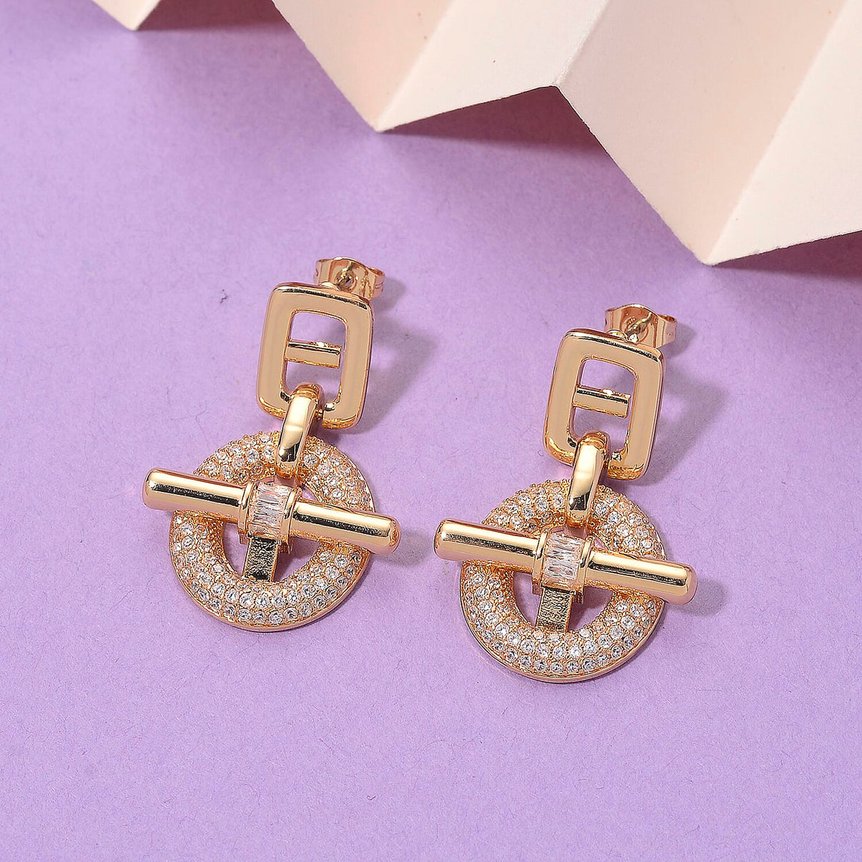 White Cubic Zirconia Earring with Push Back 8160733 2