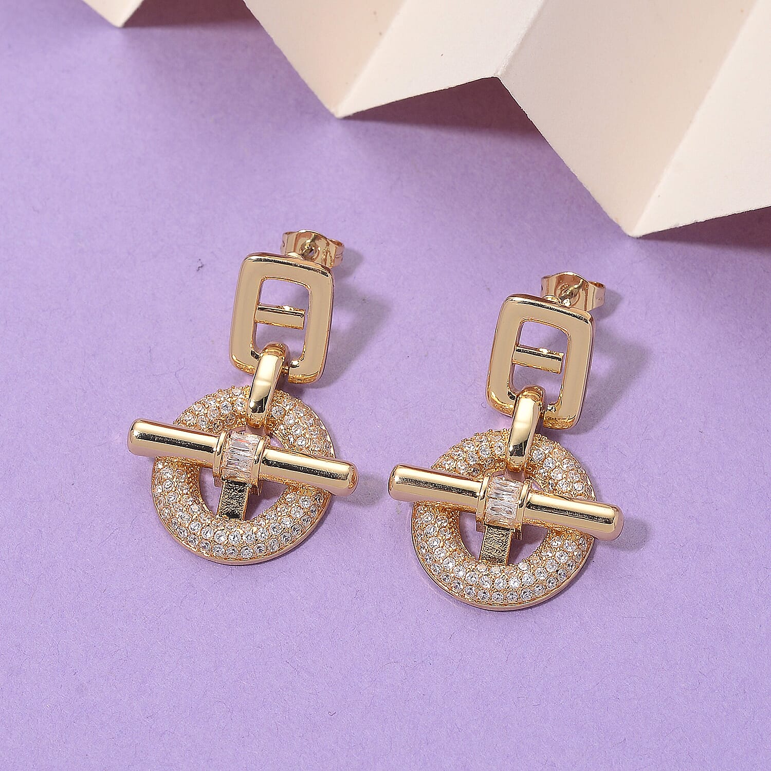 White Cubic Zirconia Earring with Push Back 8160733 2