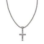 White Cubic Zirconia Cross Pendant with Chain (Size - 20) 20.00 Ct.