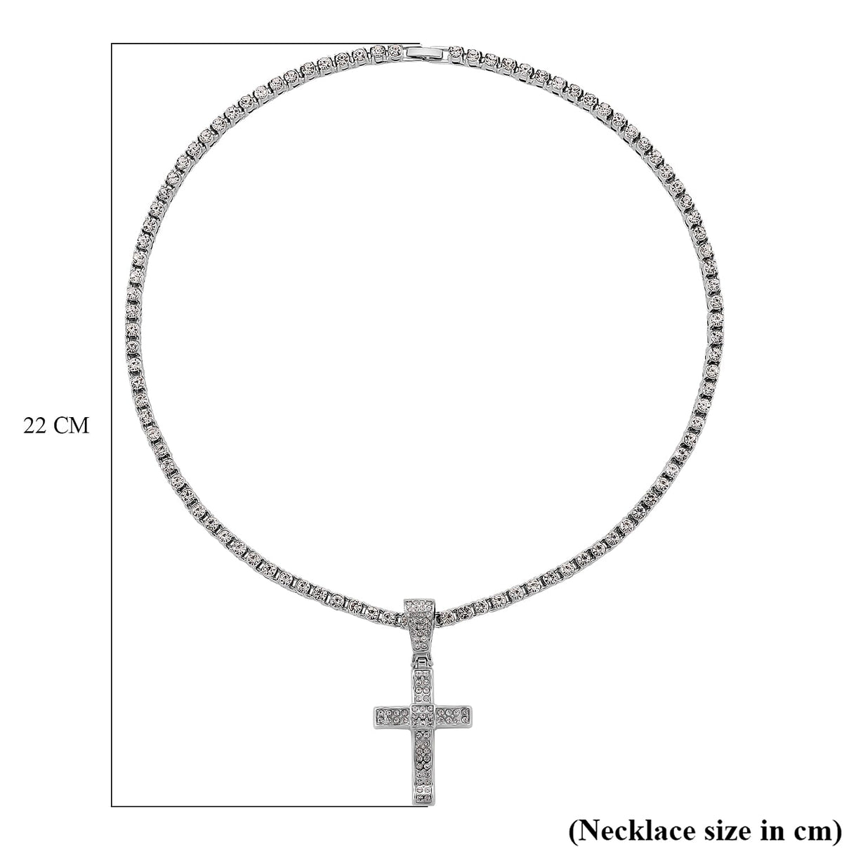 White Cubic Zirconia Cross Pendant with Chain (Size - 20) 20.00 Ct. V32516742 6
