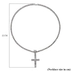 White Cubic Zirconia Cross Pendant with Chain (Size - 20) 20.00 Ct.