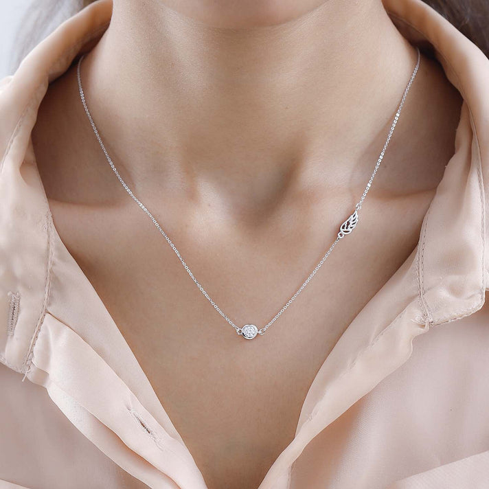 Cubic Zirconia Solitaire Necklace (Size - 20) in Platinum Overlay Sterling Silver 7574850 2