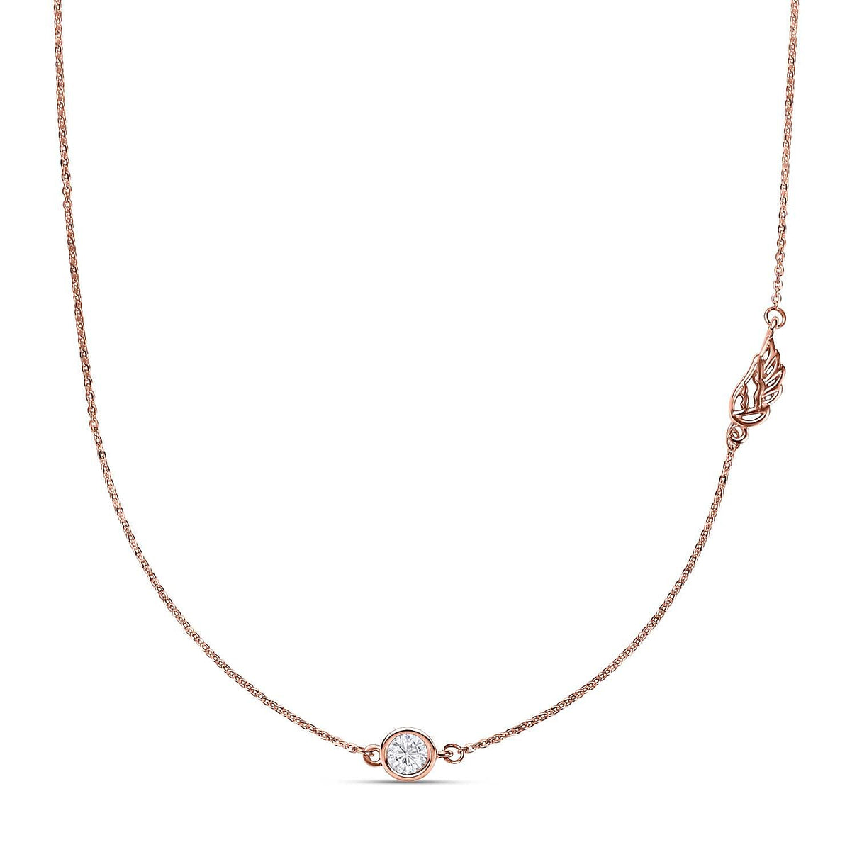 Cubic Zirconia Solitaire Necklace (Size - 20) in 18K Rose Gold Vermeil Plated Sterling Silver 7574851 0