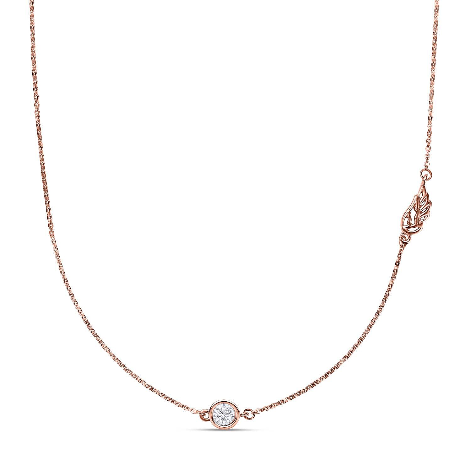 Cubic Zirconia Solitaire Necklace (Size - 20) in 18K Rose Gold Vermeil Plated Sterling Silver 7574851 0