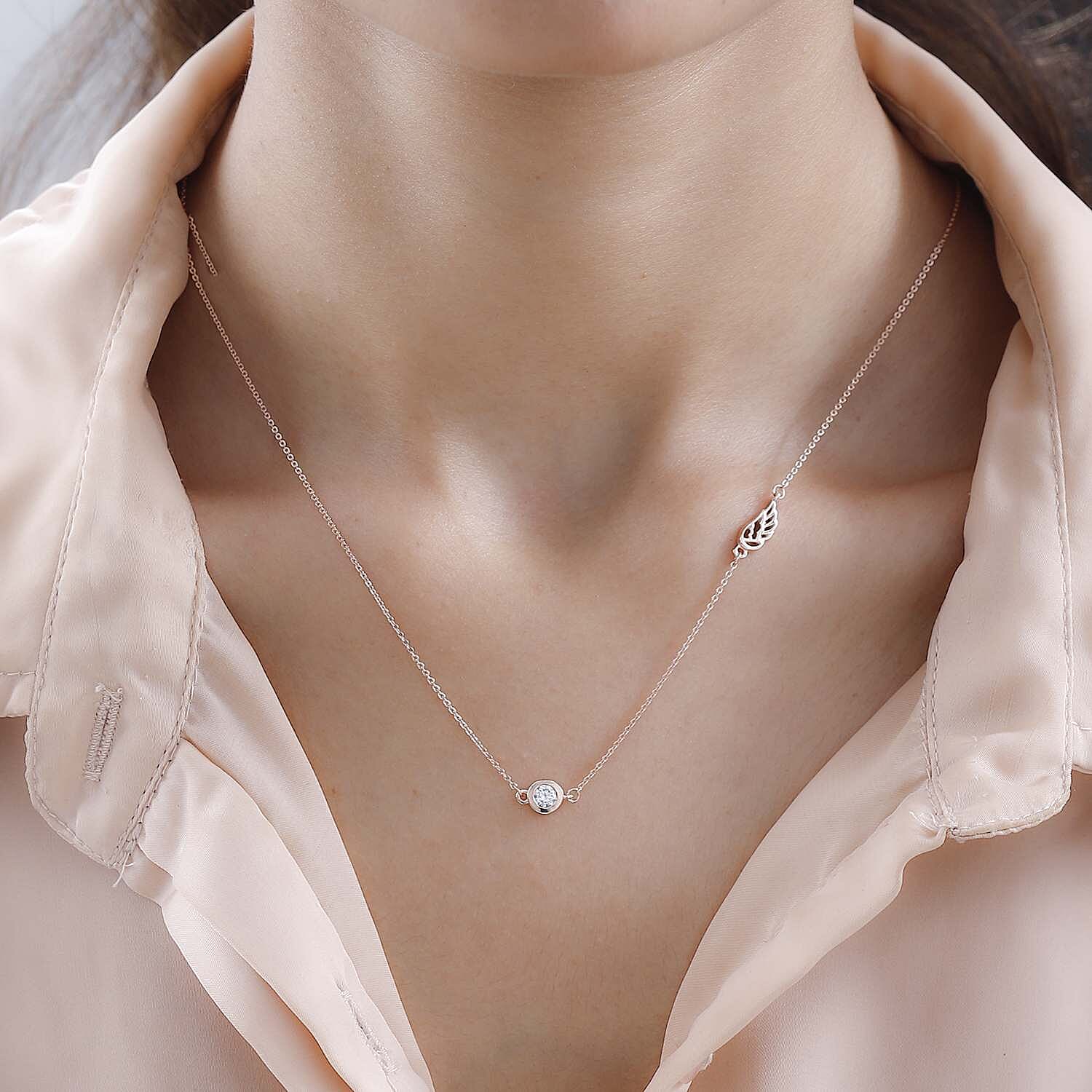 Cubic Zirconia Solitaire Necklace (Size - 20) in 18K Rose Gold Vermeil Plated Sterling Silver 7574851 2